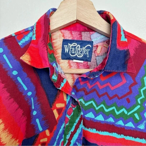 Wrangler Vintage Retro Button Down Rodeo Shirt - Picture 11 of 14